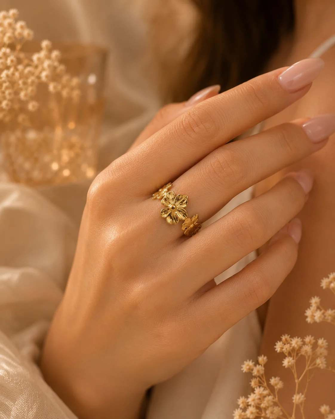 Golden Hibiscus Ring